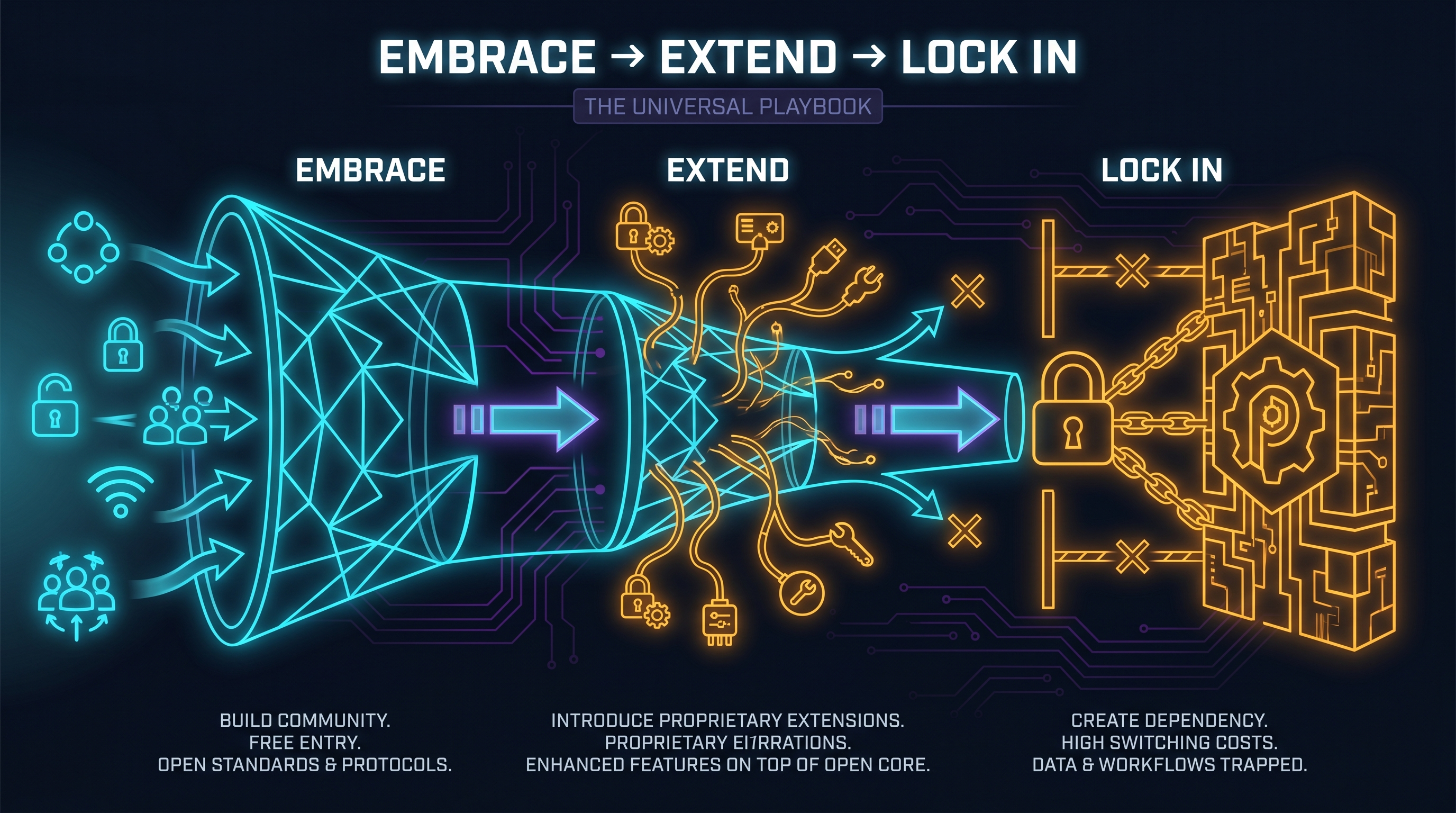 The lock-in moves up the stack — and open source responds at every layer
