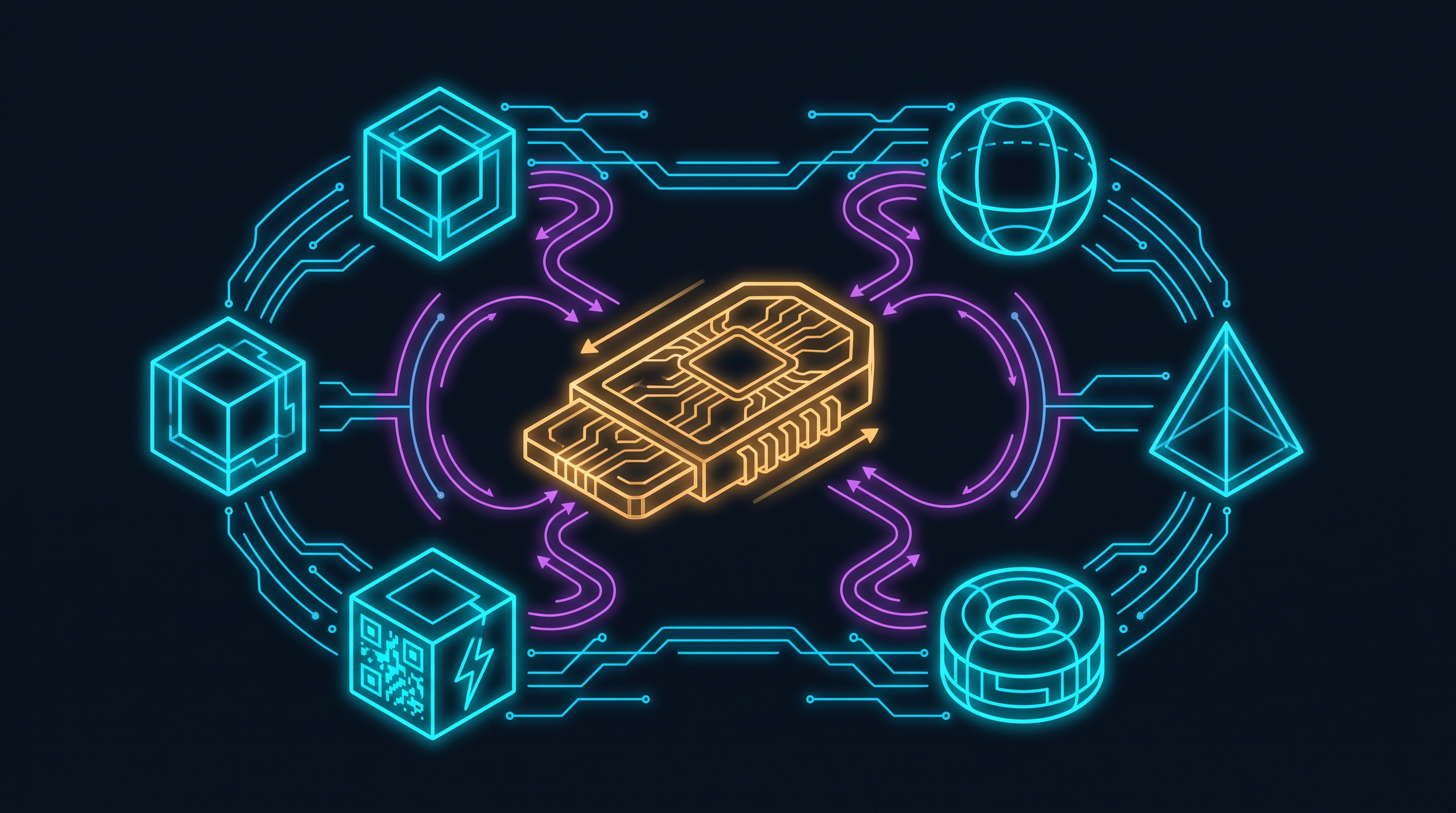 A swappable model core cartridge surrounded by six harness components — rules, skills, MCP servers, retrieval, hooks, and sub-agents — wired into a permanent owned structure